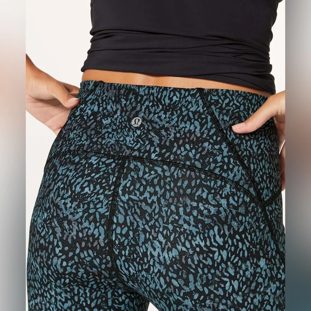 lululemon athletica Teal & Black Patterned High-Rise Leggings